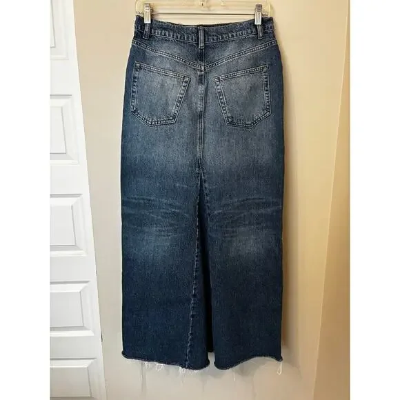 Reformation Jeans Tazz Maxi Denim Skirt Hemlock Size 27 - Picture 3 of 7